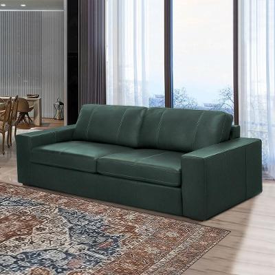 Sofá Agatha G88 3 Lugares 235cm Verde Musgo em Couro Gran Belo