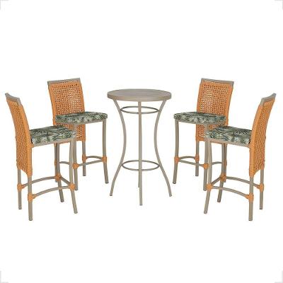 Mesa Bistrô E 4 Banquetas Roma Fendi Corda Estofado 5 Trama Terra Cota