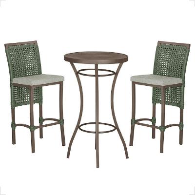 Mesa Bistrô 2 Banquetas Roma Marrom Corda Náutica 3 Trama Verde