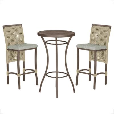 Mesa Bistrô 2 Banquetas Roma Marrom Corda Náutica 3 Trama Rami