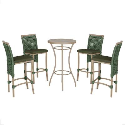 Mesa Bistro E 4 Banquetas Roma Fendi Corda Náutica 13 Trama Verde