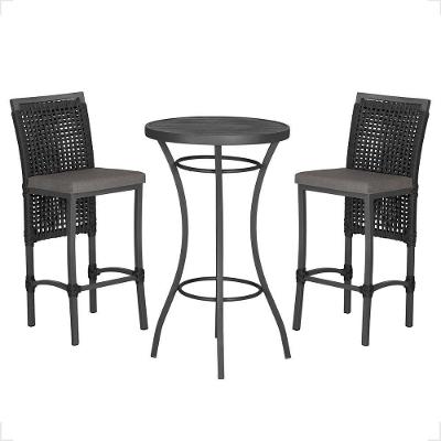 Mesa Bistro E 2 Banquetas Roma Preta Corda Náutica 11 Preta