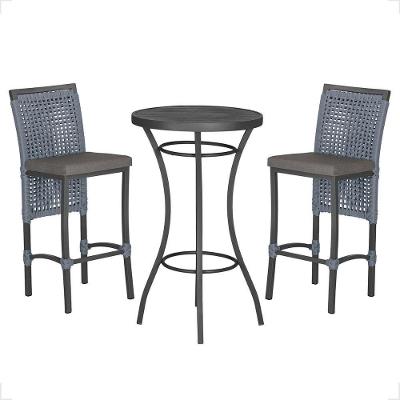 Mesa Bistro E 2 Banquetas Roma Preta Corda Náutica 11 Prata