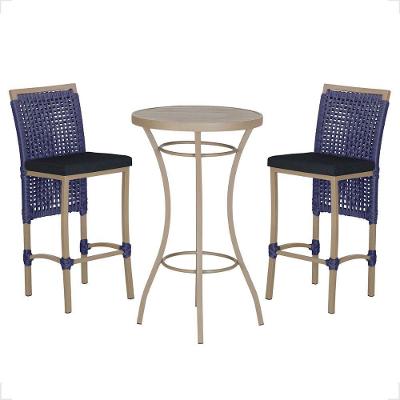 Mesa Bistro E 2 Banquetas Roma Fendi Corda Náutica 12 Azul