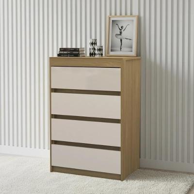 Cômoda Quarto Solteiro 63cm 4 Gavetas Samira Freijó/mocca L01 - Mpozenato