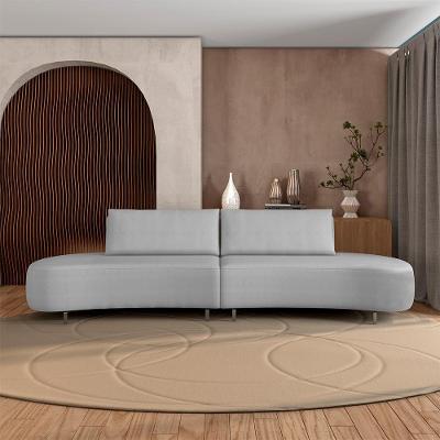 Sofá Jamaica Curvo Bipartido 280cm Veludo Cinza G52 para Sala de Estar Gran Belo