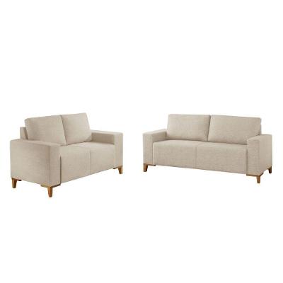 Sofá Milano 2x3 Lugares Fixo 150CM Creme Boucle Meu Sofá Online