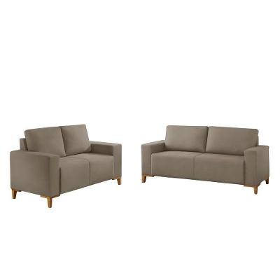 Sofá Milano 2 Lugares Assento Fixo 150CM Caramelo Veludo Meu Sofá Online B002