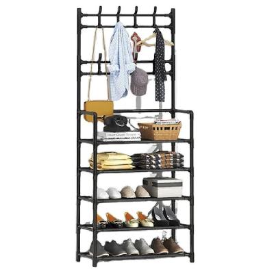 Sapateira Organizadora Multiuso com Cabideiro 5 Prateleiras 60cm Metal com Tecido Branco