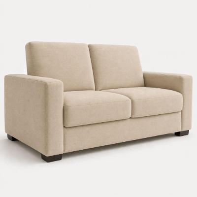 Sofá Namoradeira 3 Lugares Fixo 200CM Bege Suede Moderno Isa Estofados