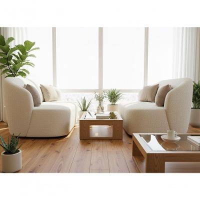 Sofá Orgânico 3 Lugares 160CM Bege Boucle Foam Moderno Combo Stock