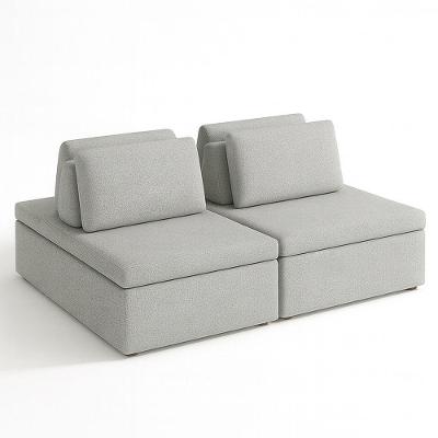 Sofá de Canto Madri Pillow 2 Lugares Fixo 180CM Cinza Bouclé Nobre