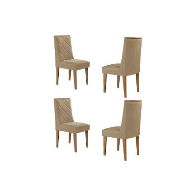 Cadeira de Cozinha Pietá Estrutura em Madeira Suede Creme Móveis Rufato