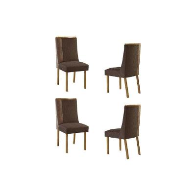 Cadeira de Cozinha Tilia Estrutura MDF-MDP Estofado Suede Capuccino e Marrom Móveis Rufato