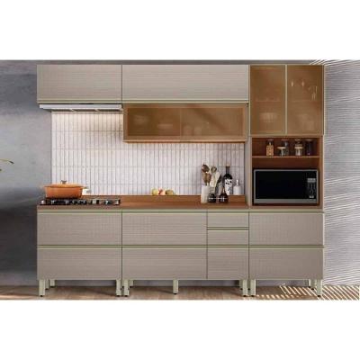 Kit Cozinha Proença 5 Módulos 5 Portas 5 Gavetas MDF 120CM Nogueira Touch e Nude Prime Demóbile