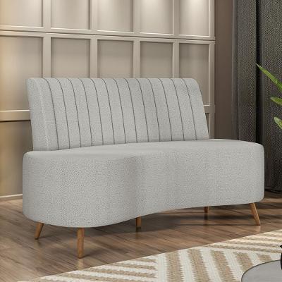 Sofá Katara Living Decorativo 2 Lugares 135cm Cinza Bouclê G33 Estrutura MDF Gran Belo
