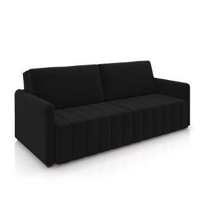 Sofá Cama Thanos 2 Lugares Retrátil 192cm Preto Veludo Gran Belo