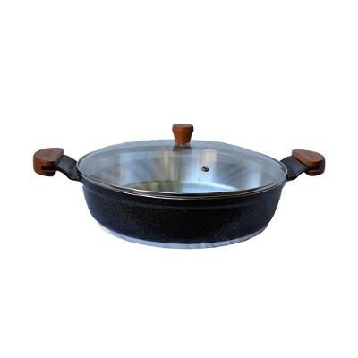 Frigideira 591-JAV Alumínio Fundido Preto Craquelado 30cm com Tampa de Vidro Talheres Juliana