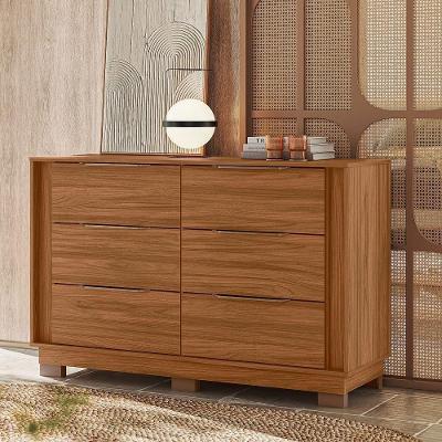Cômoda Giardino 6 Gavetas MDP Puxador ABS Nogueira Touch Demóbile