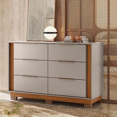 Cômoda Giardino 6 Gavetas MDP Corrediças Telescópicas Puxador Plástico ABS Nude Demóbile