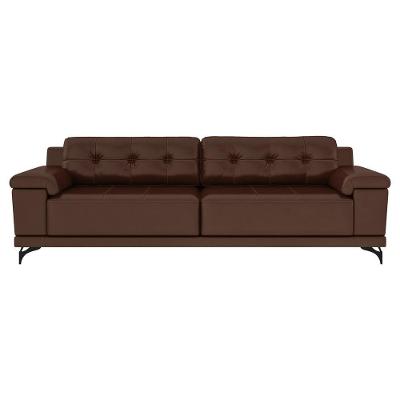Sofá Agostino G52 3 Lugares 215cm Marrom Couro Decorativo para Sala de Estar Gran Belo