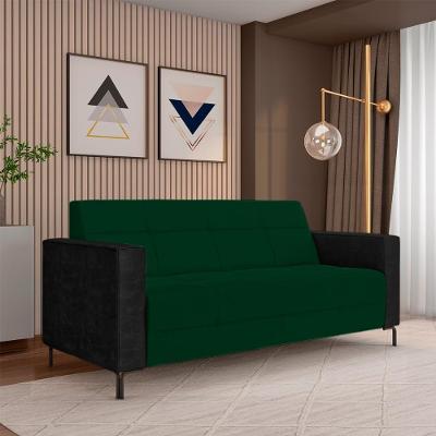 Sofá Houston 2 Lugares 160cm Verde em Veludo e Pu com Pés em Metal Decorativo Gran Belo