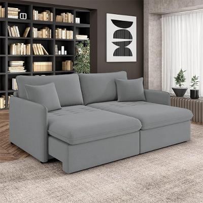 Sofá Gandalf Retrátil e Reclinável 214cm Veludo Cinza G33 Gran Belo