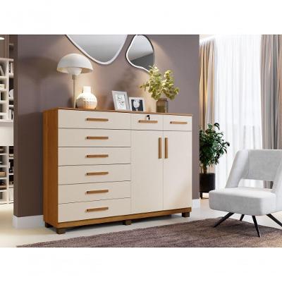 Cômoda New Triunfo 8 Gavetas em MDP com Puxadores Cinamomo-off Benetil Móveis