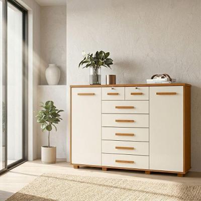 Cômoda com Sapateira Mega 5 Gavetas MDP-MDF Cinamomo-off-white Movelaria Store
