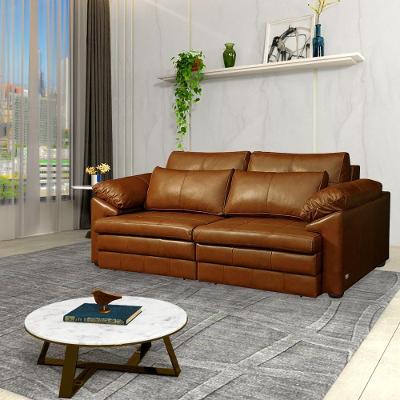 Sofá Piece G58 3 Lugares Retrátil 250cm Conhaque Couro Gran Belo
