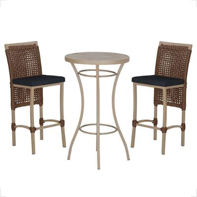 Mesa Bistro E 2 Banquetas Roma Fendi Corda Náutica 12 Marrom