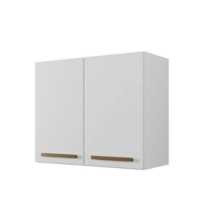 Armário Aéreo Cristal 70CM 2 Portas MDF-MDP Bater Branco Arte Móveis