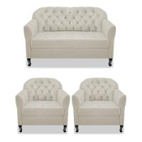 Kit Namoradeira E 02 Poltrona Julia Corano Bege - 1