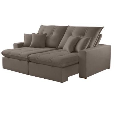 Sofá com Chaise B002 3 Lugares Retrátil e Reclinável 230CM Creme Meu Sofá Online