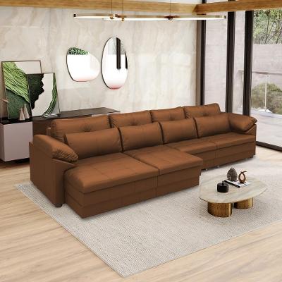 Sofá Nolan G58 4 Lugares Retrátil Manual 379cm Caramelo em Couro Gran Belo