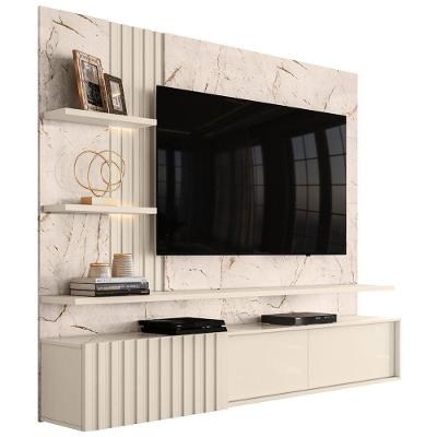 Painel Suspenso para Tv 65 Polegadas Atena 200cm MDP com Led Calacata Off White Madetec Móveis
