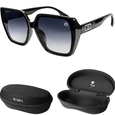 Óculos de Sol Feminino Orizom Maria em Acetato Preto com Lentes Escuras Proteção UV
