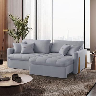 Sofá Cama B026 Retrátil e Reclinável 200CM Prata Veludo