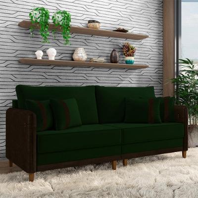 Sofá Montecarlo 2 Lugares 172cm Verde e Marrom Veludo Gran Belo