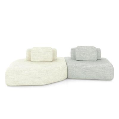 Sofá Modular Ilha Dakota 2 Módulos 310cm Offwhite e Cinza Linho Gran Belo