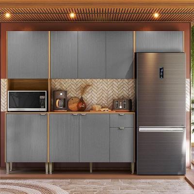 Cozinha Completa Soul 9 Portas 1 Gaveta MDP 249CM Freijó Gris Kit's Paraná