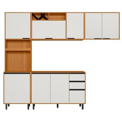 Cozinha Modulada Ravena 4 Módulos MDF-MDP 260CM Freijo Off Poliman Móveis