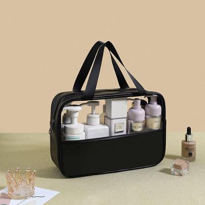 Bolsa Necessaire para Maquiagem Transparente à Prova de Águas em PVC Preto OEM