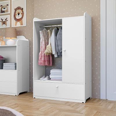 Guarda Roupa Infantil 1 Porta Giratória com Gaveta em MDF Branco Infantile Móveis