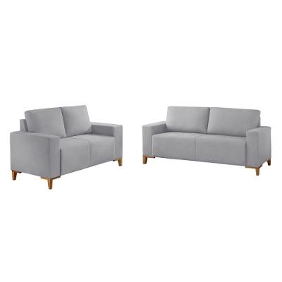 Sofá Milano 2x3 Lugares Fixo 150CM Prata Veludo Meu Sofá Online B026