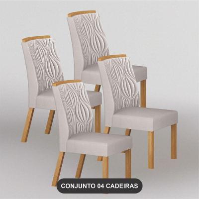 Kit 4 Cadeiras de Jantar Estofada Ilhéus Madeira Maciça Arbo