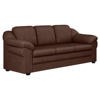 Sofá Áurea Living 3 Lugares 207CM Marrom Couro Sintético Estrutura Madeira Sallar Home