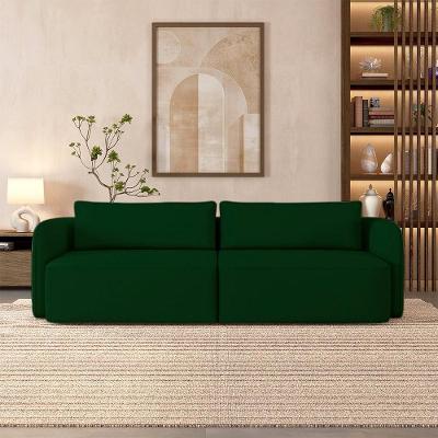 Sofá Abel 3 Lugares 220cm Bipartido Veludo Verde G33 para Sala Gran Belo