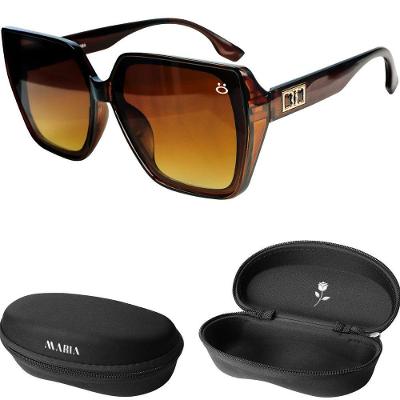 Óculos de Sol Orizom Maria em Acetato Marrom com Lentes Proteção UV e Case Premium