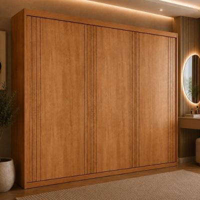 Guarda Roupa Casal CR35534 3 Portas de Correr 2 Gavetas MDF Madeirado Multimóveis